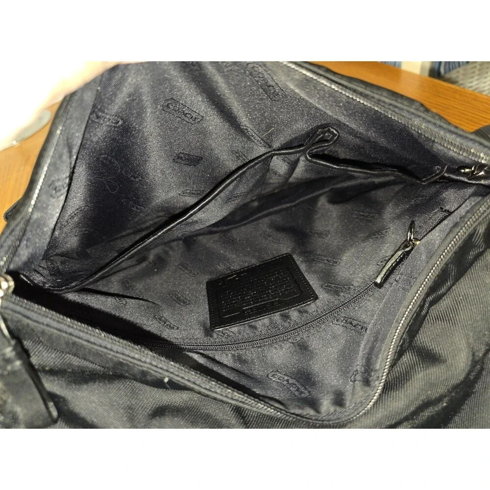 Coach VTG 2001 Mercer Black Twill Purse Leather Trim Crossbody Bag Unisex 7435 B